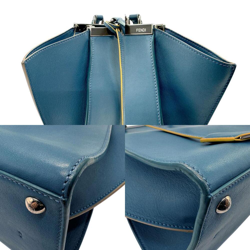 Fendi Trois Jours Leather Shoulder Bag Blue - Picture 3 of 4